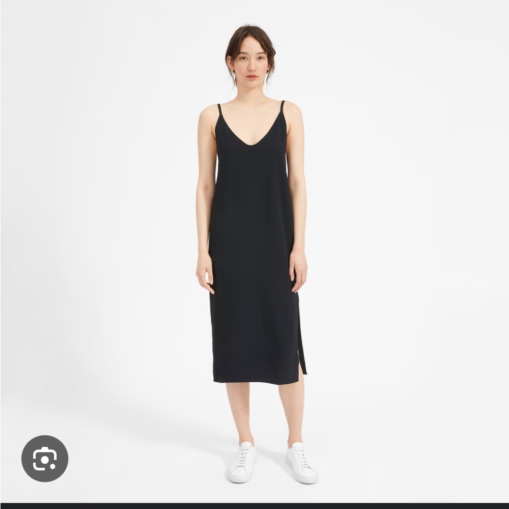 Everlane Black Backless Slip Dress with Plunge Neckline